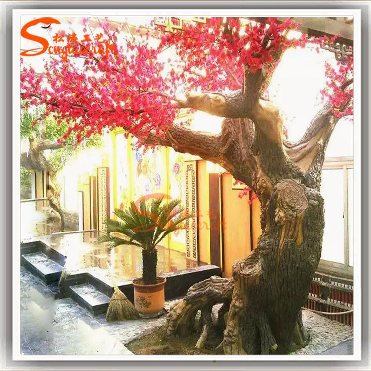 酒店大型仿真桃花樹